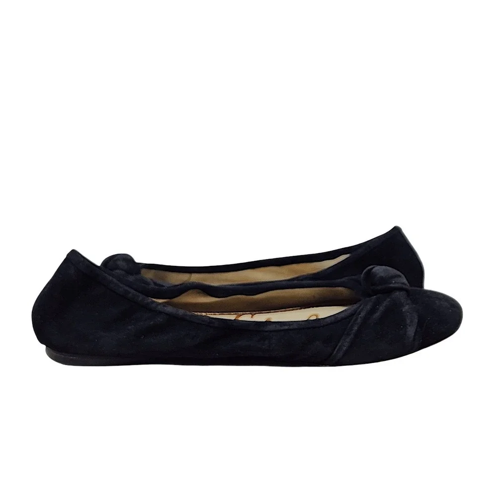 Sam Edelman Ballet Flat 10 Women Felicia Black Suede Knot Slip On Classic Chic